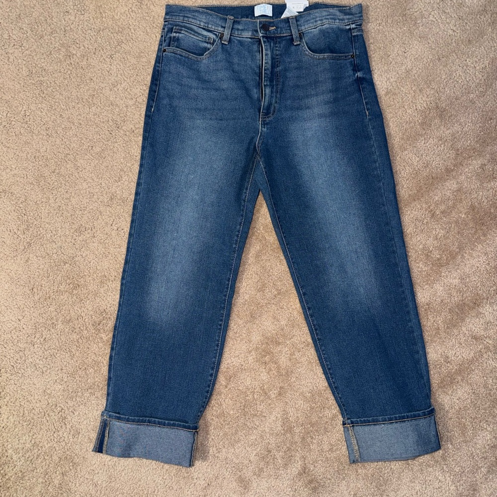 Time and Tru Blue Cropped Cuffed Jeans